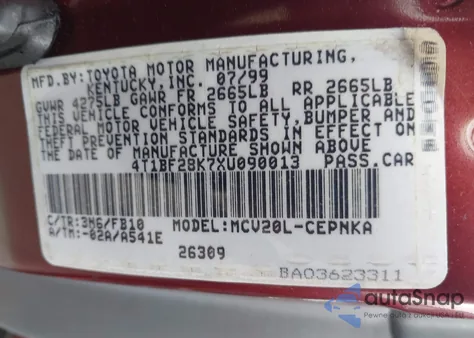 1999 Toyota Camry Le V6 из США, поврежденный, VIN 4T1BF28K7XU090013